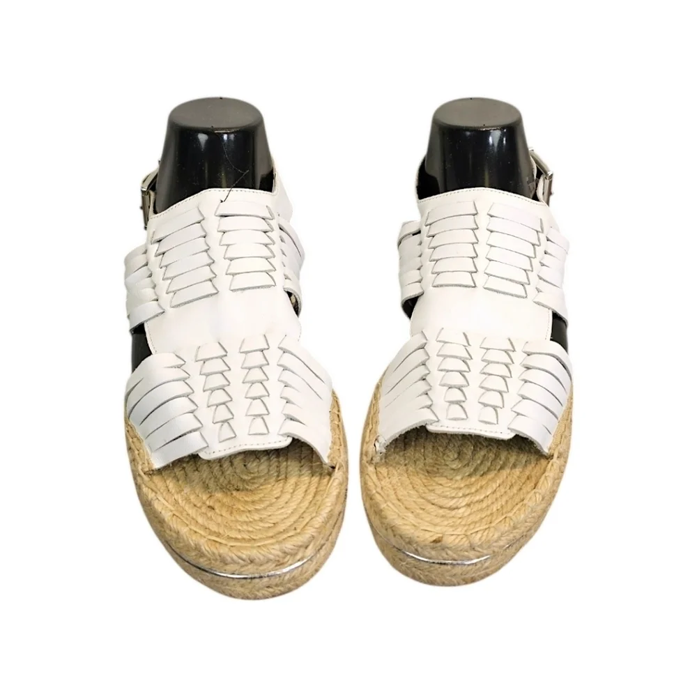 Rebecca Minkoff Womens Gabriel Espadrille Platform Sandals Sz 10 White Beachy